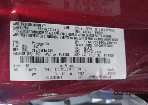 2016 Ford Focus Se z USA, uszkodzony, nr VIN 1FADP3F29GL280118